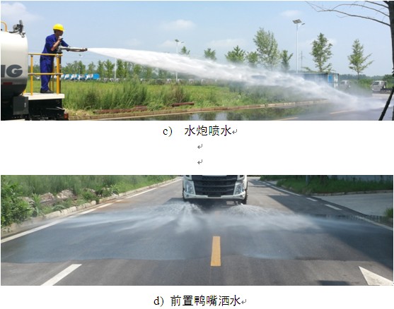 c) 水炮喷水d) 前置鸭嘴洒水 c) 水炮喷水d) 前置鸭嘴洒水